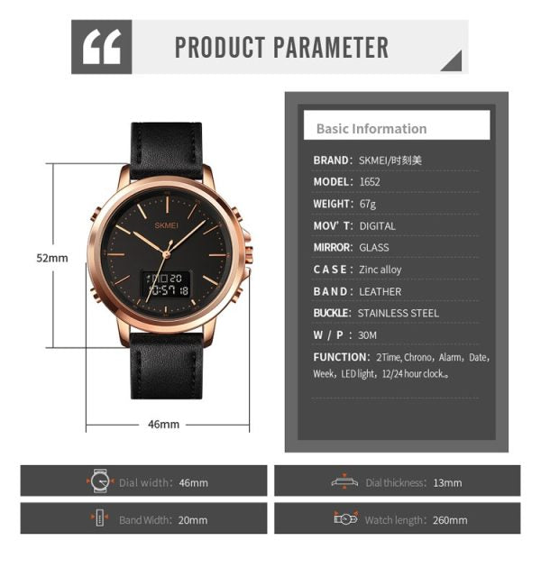 Men’s Digital  leather Watch